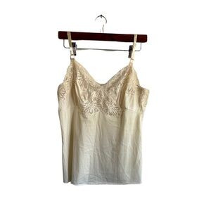 Vintage‎ shadow line cream color slip lace top size L